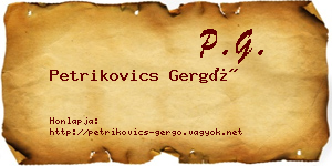 Petrikovics Gergő névjegykártya